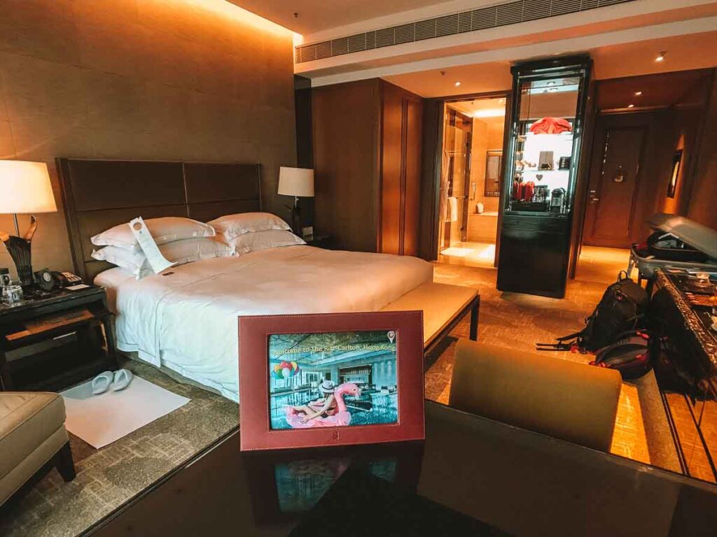Hotel bedroom Ritz Carlton Hong Kong suite