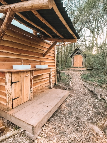 Wooden kitchen in the middle of the woods in the UK