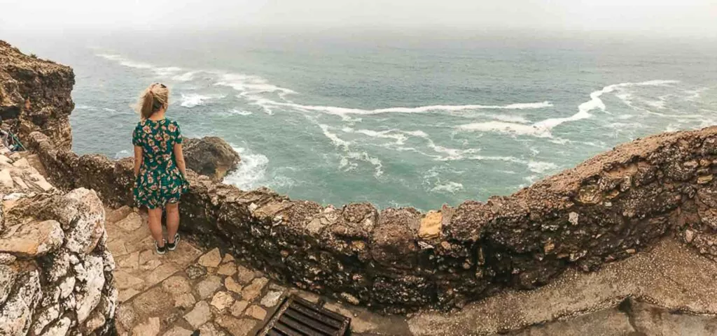 Nazare waves from lighthouse