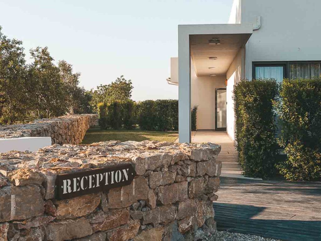 Reception sign at retreat in Portugal