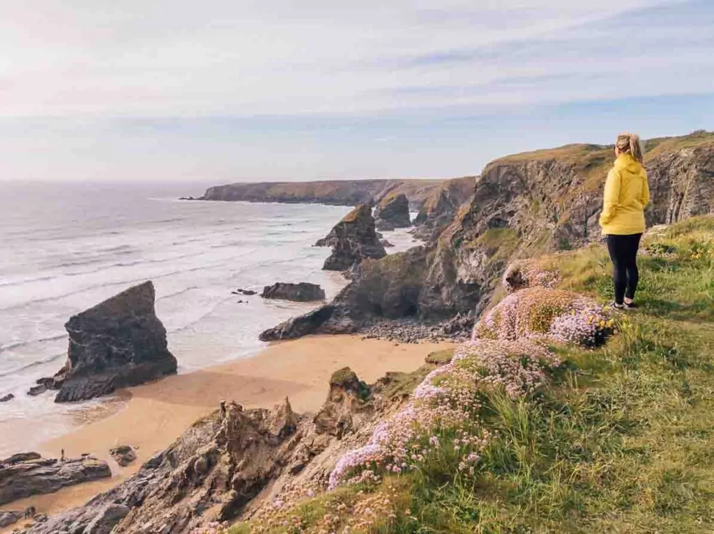 Bedruthan Steps Cornwall view