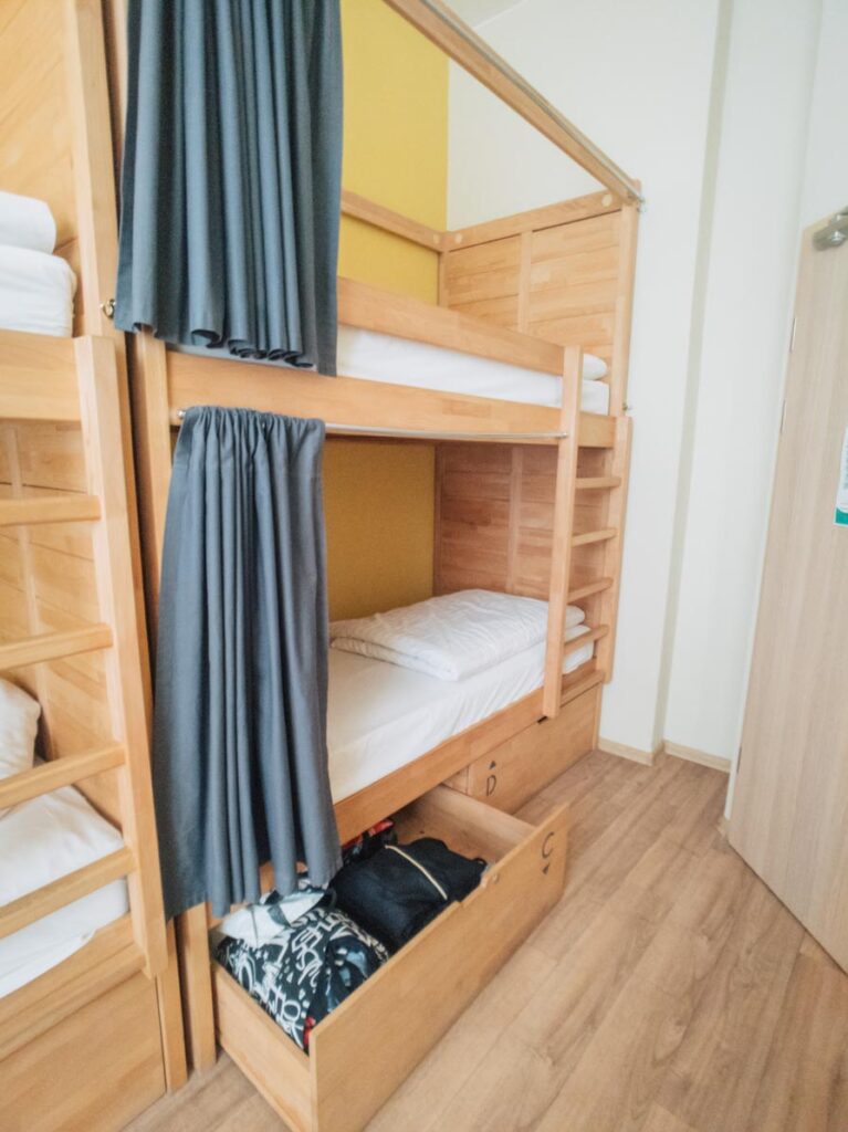 DREAM Hostel Warsaw bunks in the dorm room