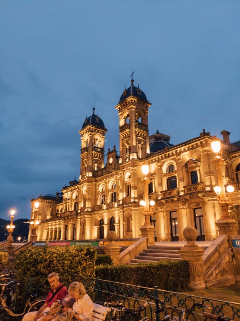 San Sebastian at night town hall