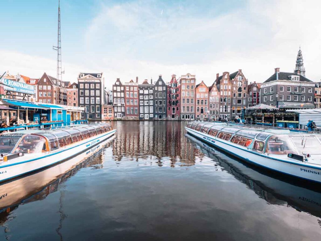 amsterdam houses reflected in the canal