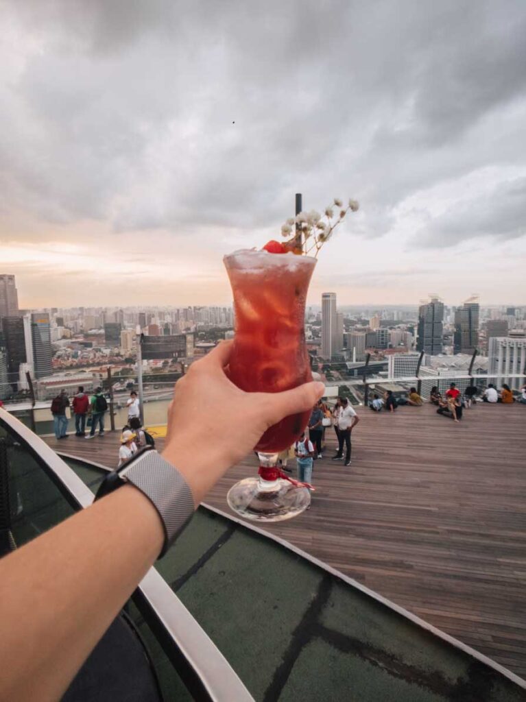 Singapore Sling at the rooftop of Marina Bay Sands