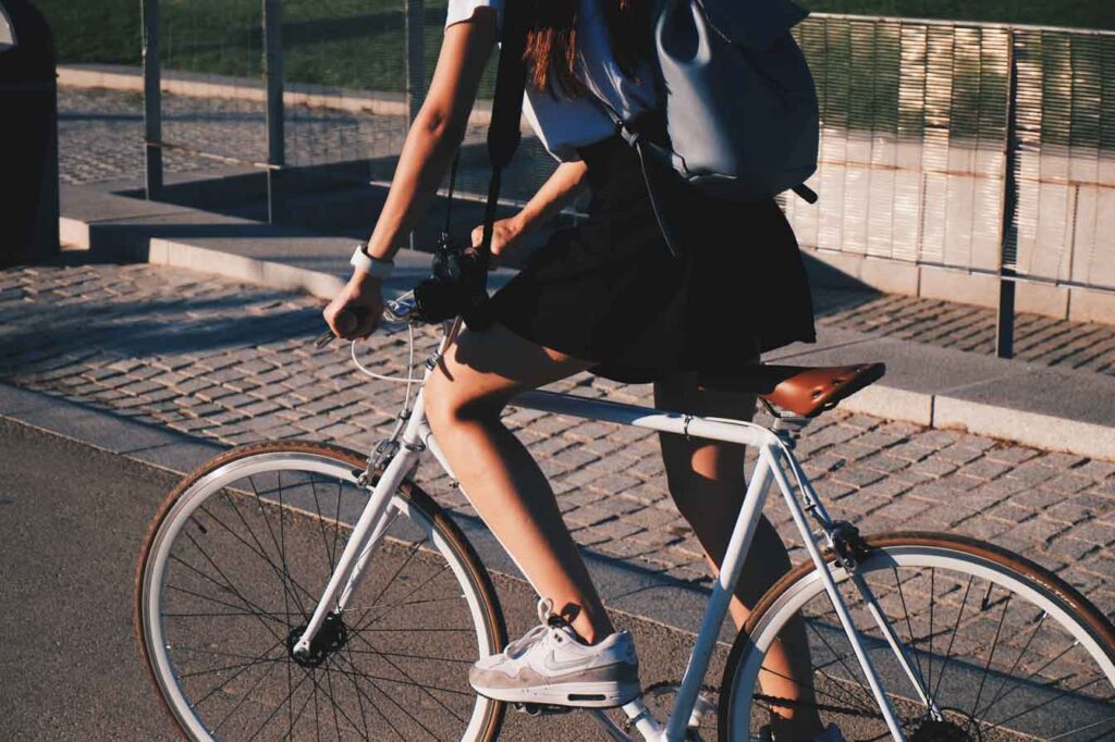Girl riding bike in Copenhagen