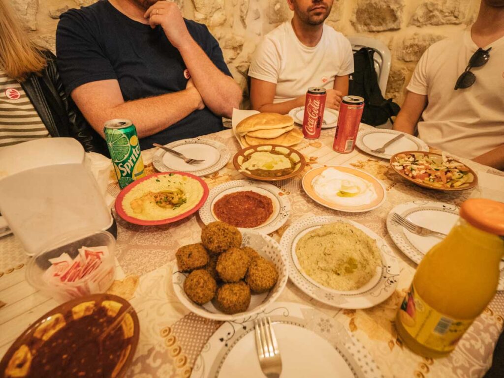 Hummus, falafel and babaganoush in Jerusalem