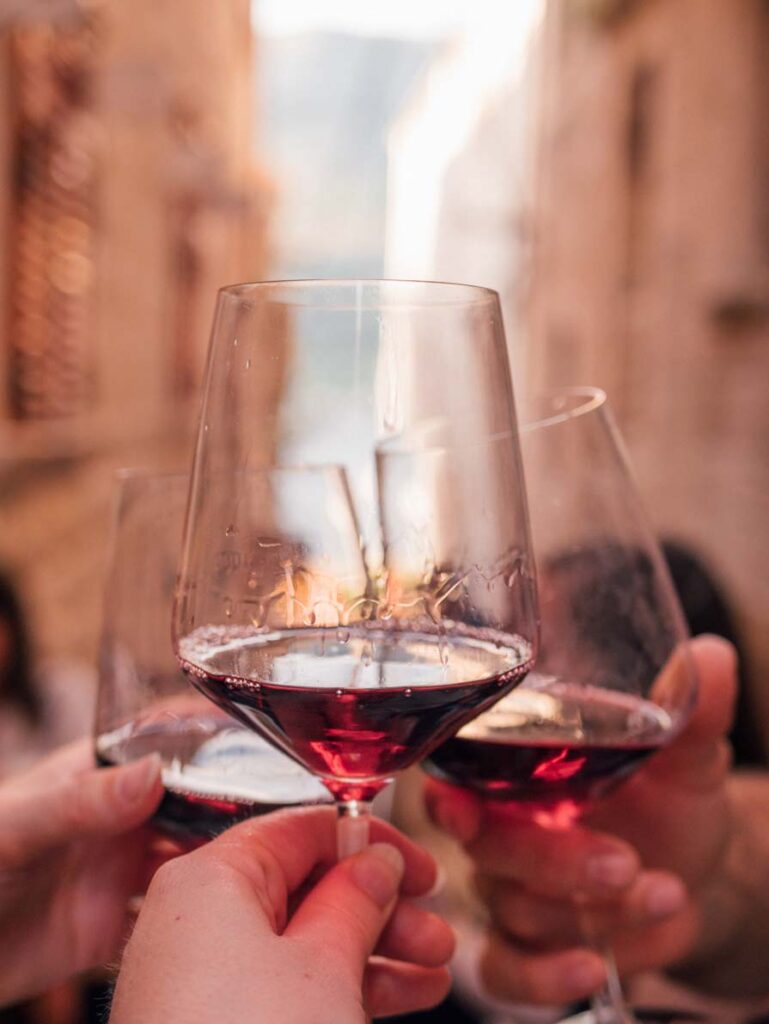 Drinking red wine in Croatia