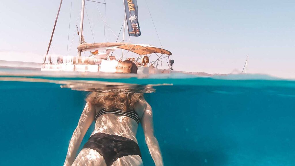 Girl swimming in Croatia