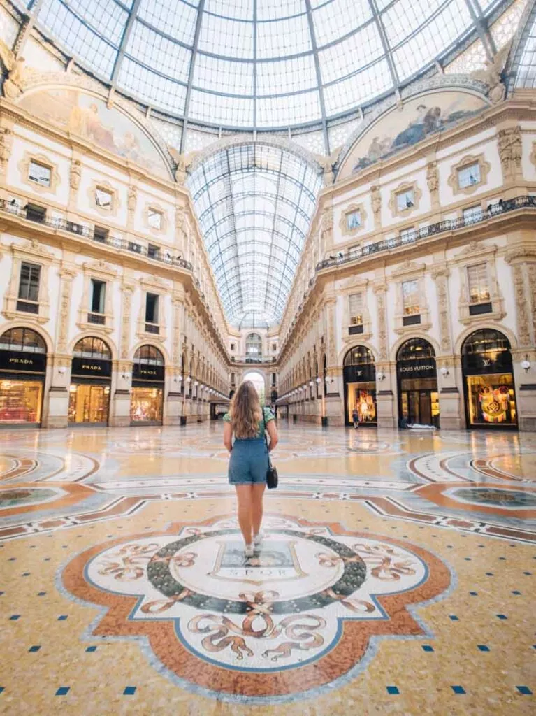 Girl standing in Galleria Vittorio Emanuele II Milan