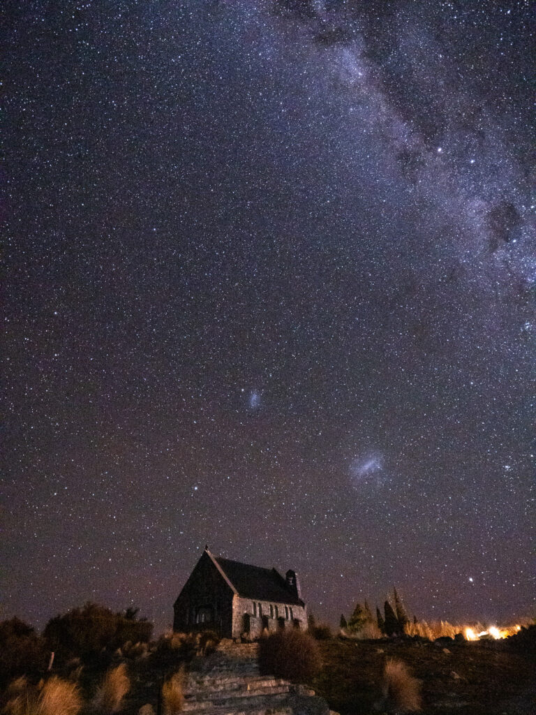The Church of the Good Shepherd beside Lake Tekapo with the Milky Way in the top corner of the night sky