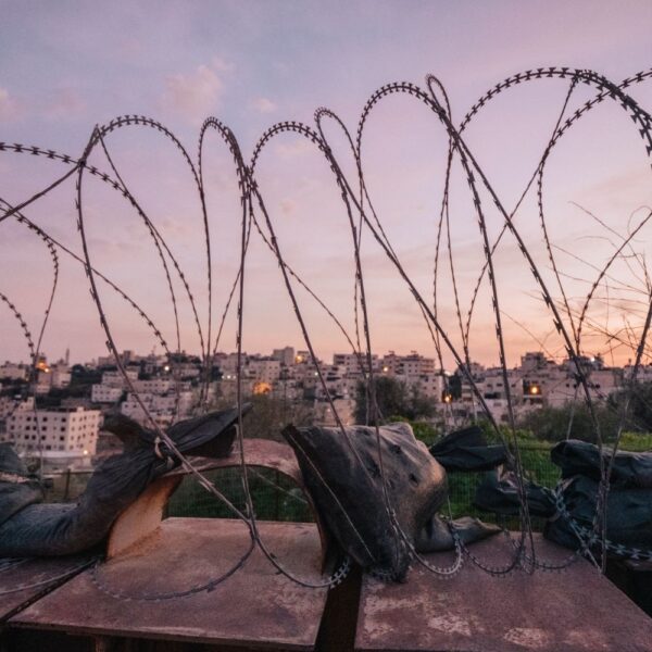 barbed wire on a fence in israel palestine