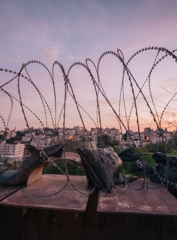 barbed wire on a fence in israel palestine