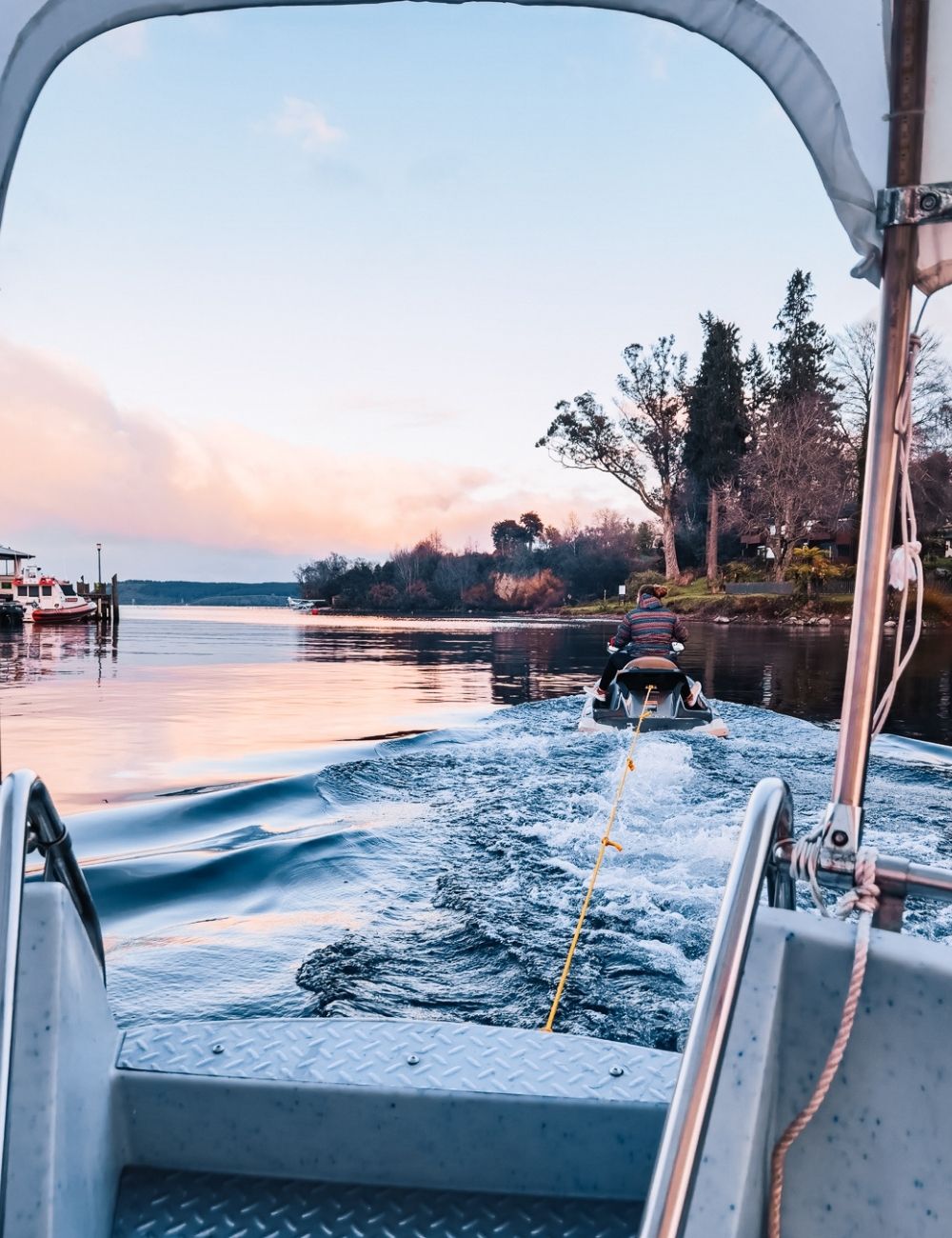 lake taupo sunrise jetski