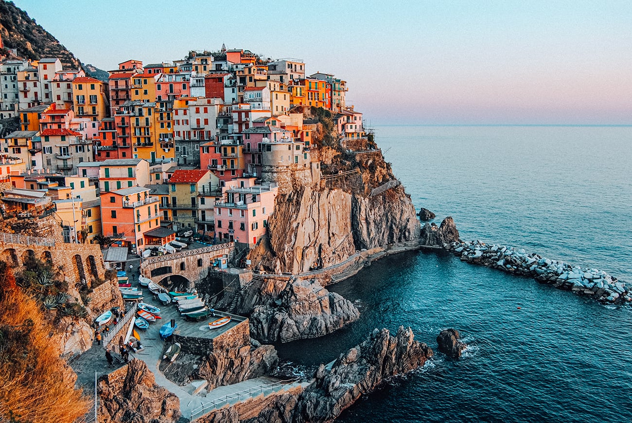 cinque terre at sunset