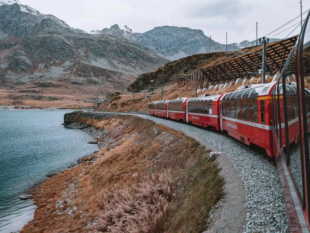 bernina express train in switzerland