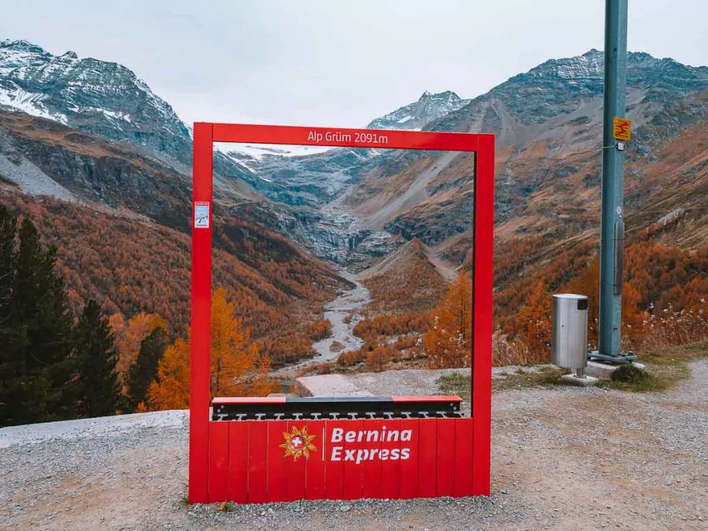 view from alp grum station in switzerland