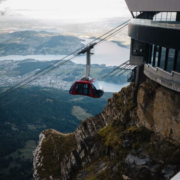 The Pilatus cable car provides a thrilling ascent, with stunning aerial views that offer a competitive experience to those found at Titlis, Stanserhorn or Rigi