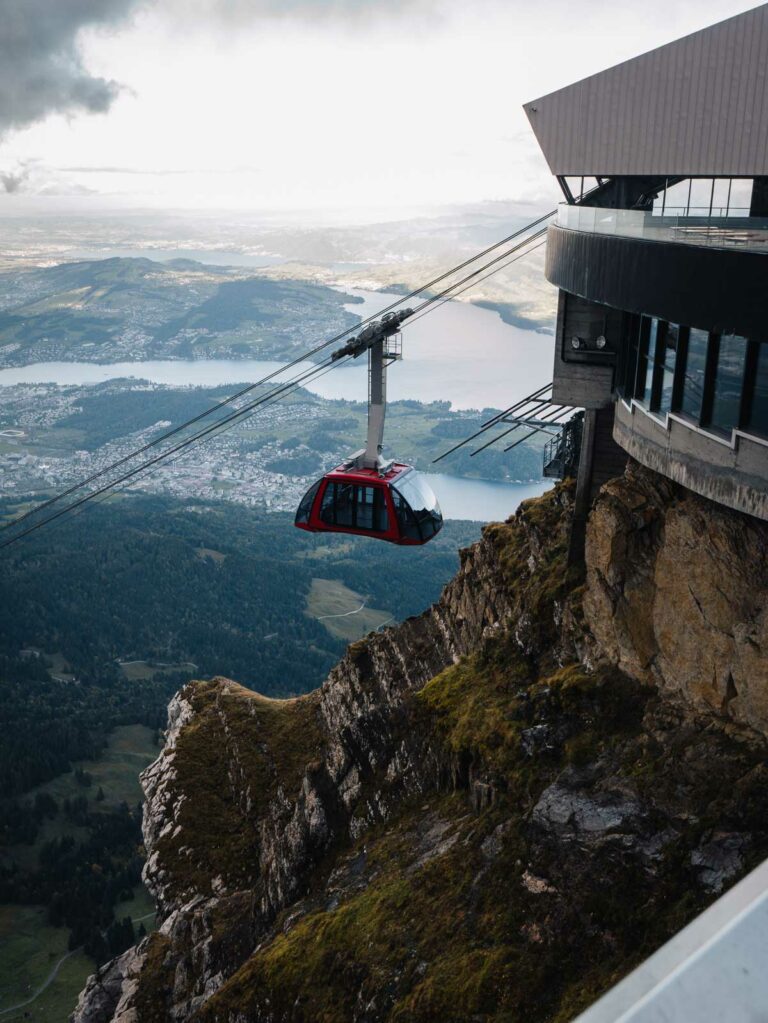 The Pilatus cable car provides a thrilling ascent, with stunning aerial views that offer a competitive experience to those found at Titlis, Stanserhorn or Rigi