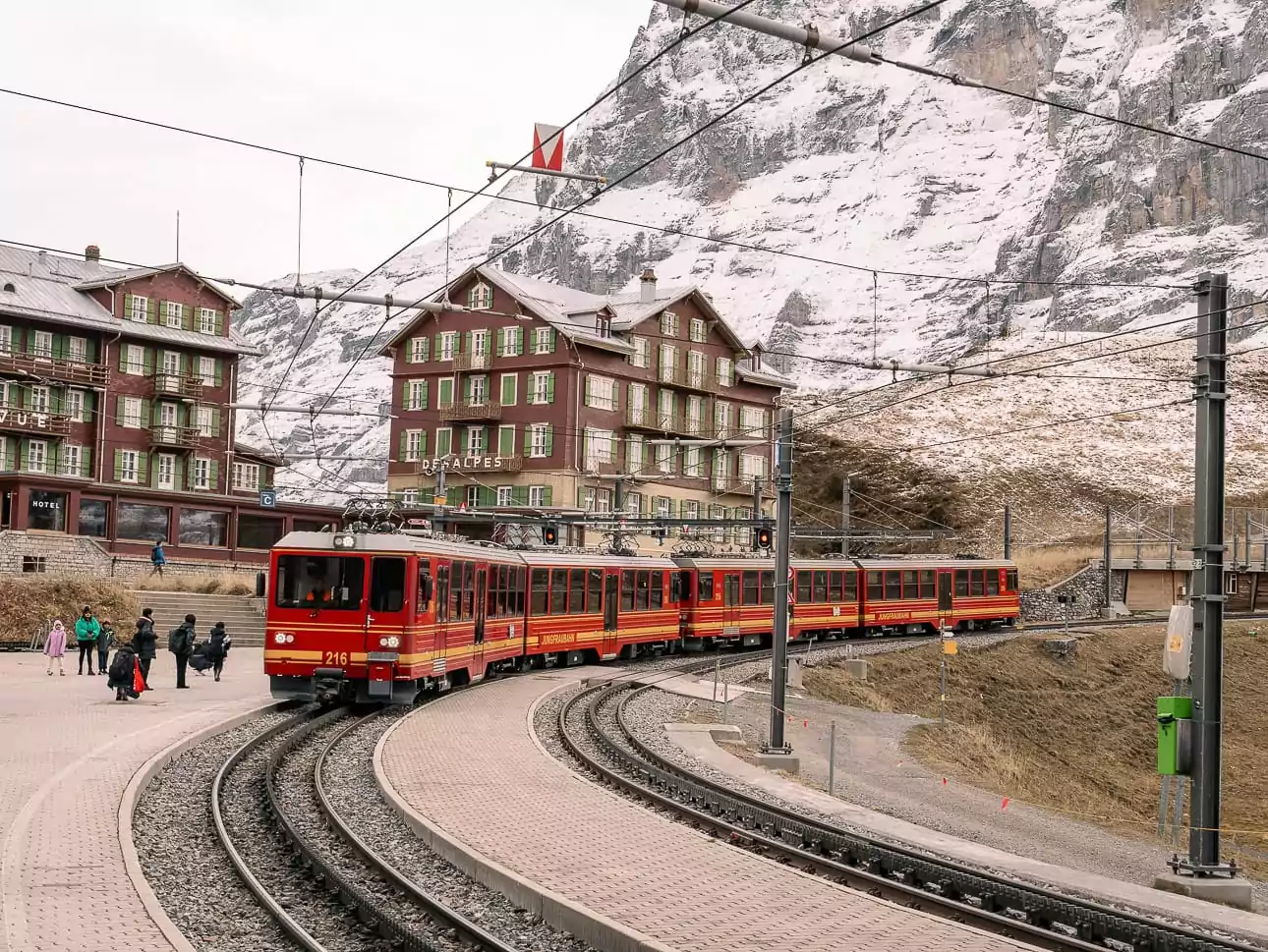Snow covered mountain scenery near Jungfraujoch in the Bernese Oberland