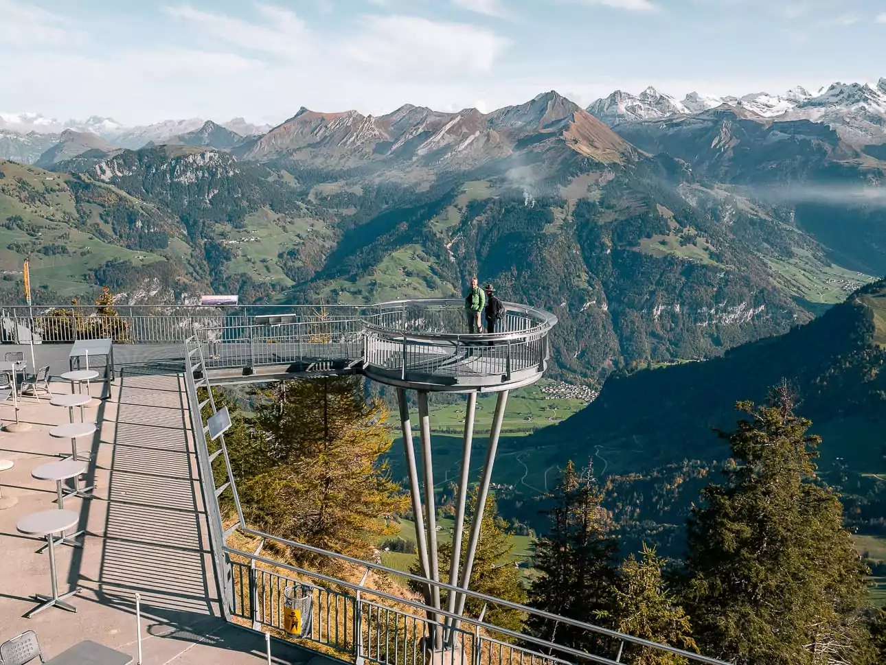 The view of the surrounding mountains from up the top of Stanserhorn, one of the few mountains included in the GA validity area and therefore totally free with various Switzerland travel passes