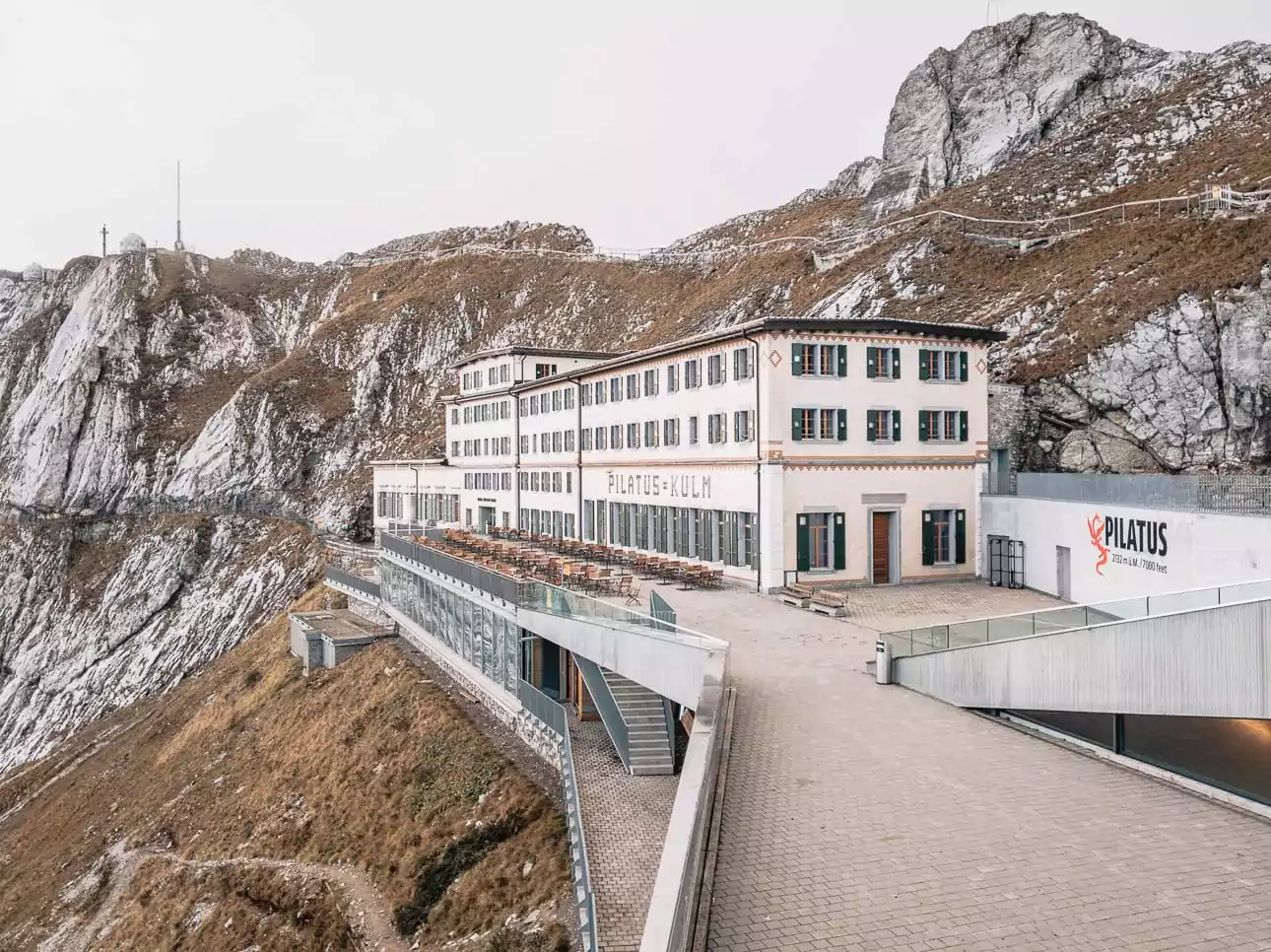 Pilatus Kulm hotel and mountain station near Lucerne