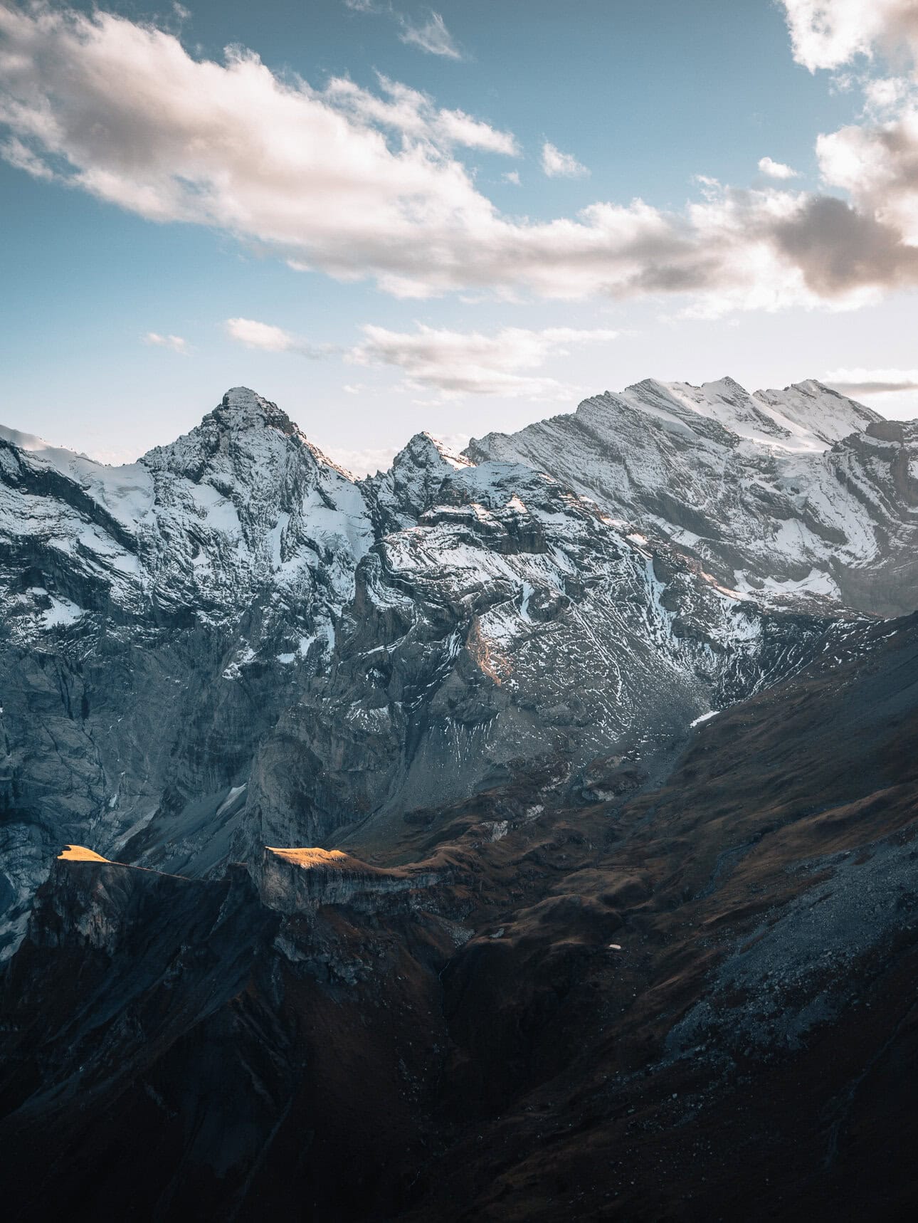 Snowy mountain views from Schilthorn in the Bernese Oberland