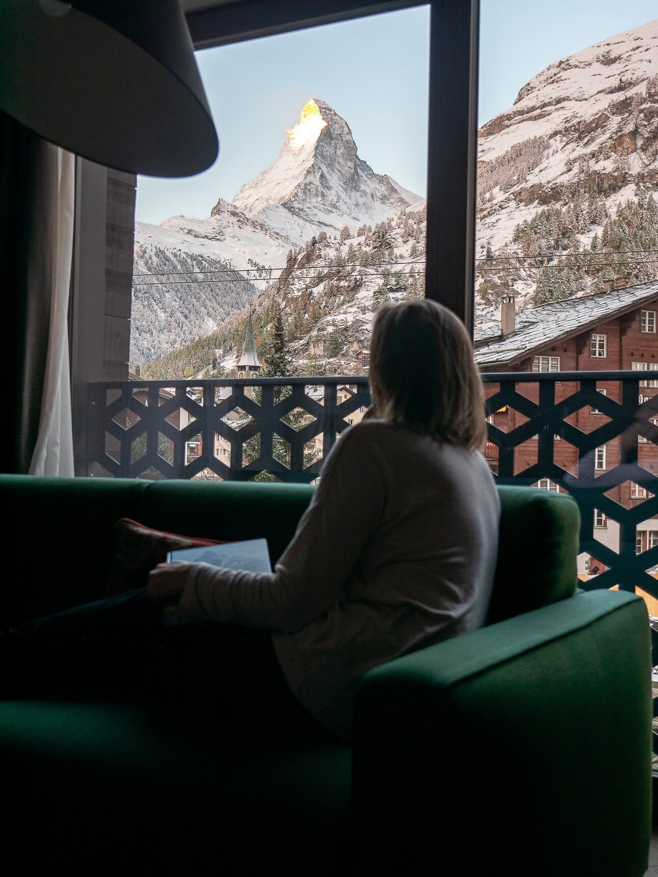 Matterhorn view from a hotel room in Zermatt