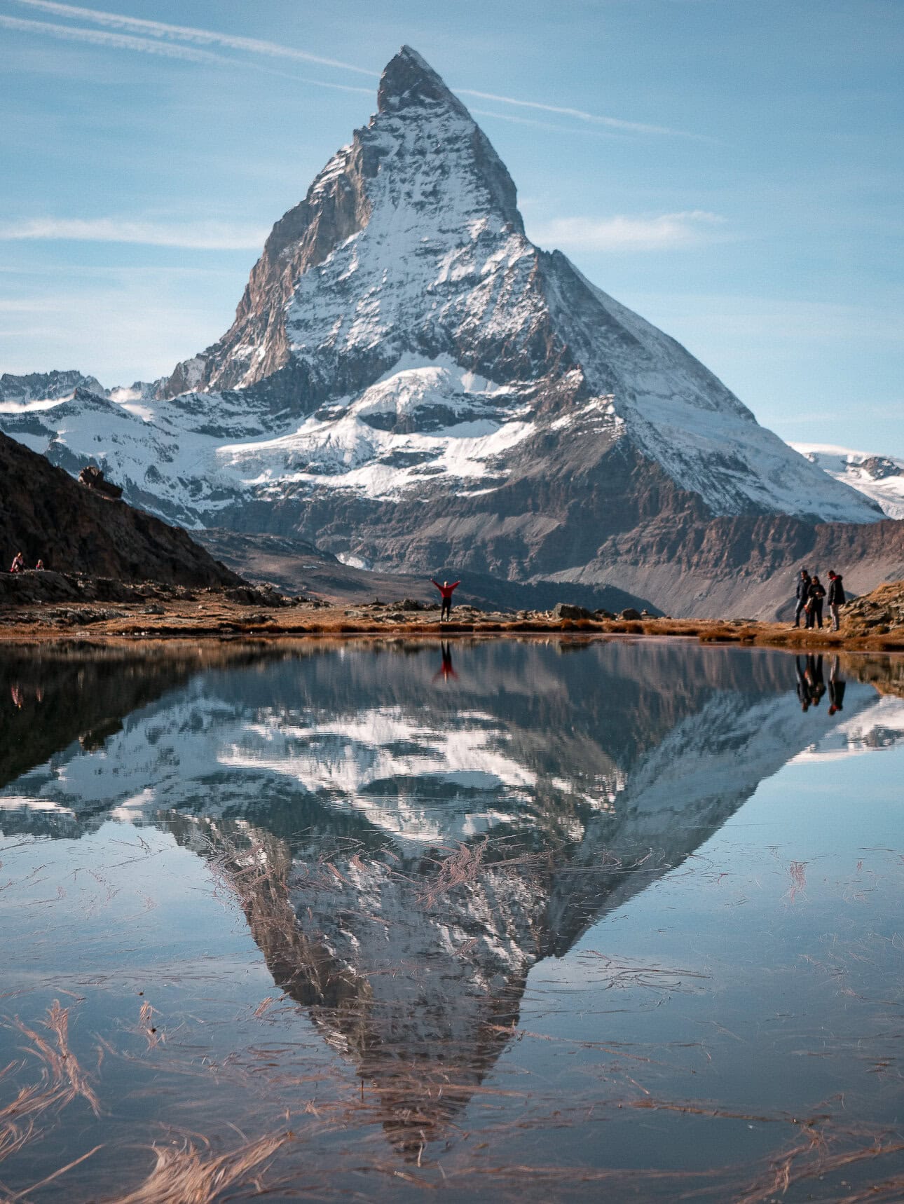 Matterhorn reflected in Stellisee near Zermatt