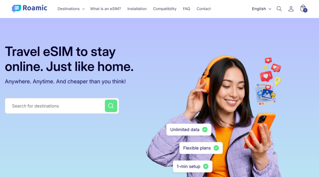 Roamic website homepage