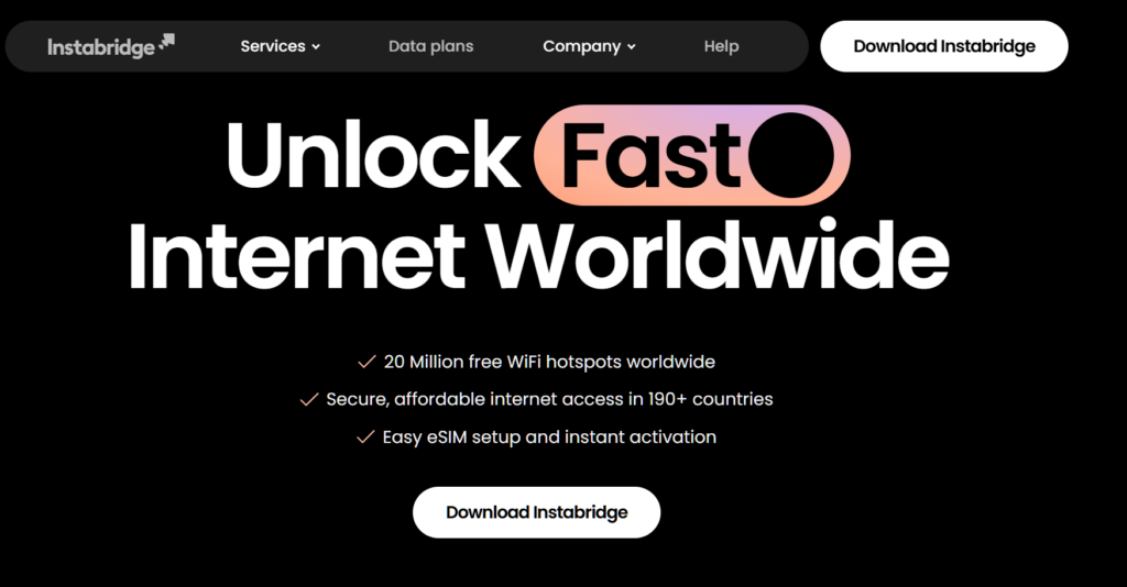Instabridge eSIM store page