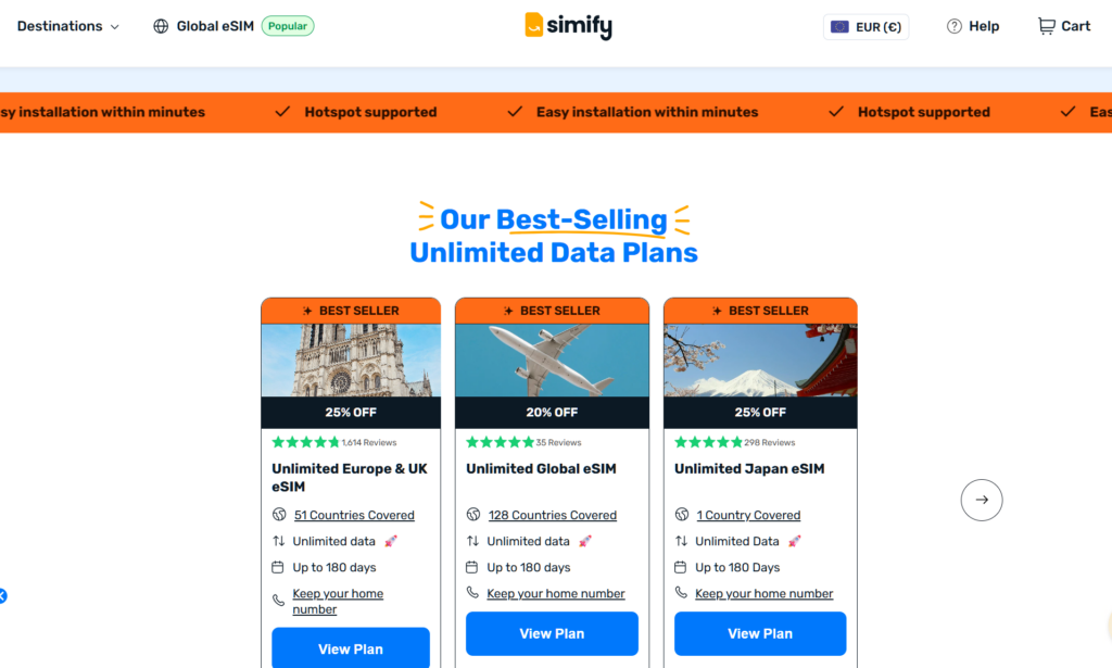 Simify website homepage