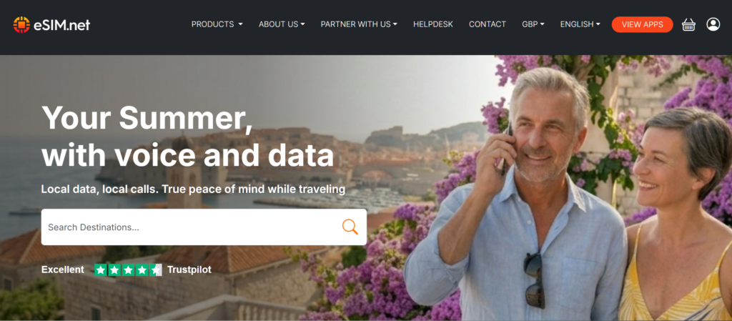 esim.net website homepage