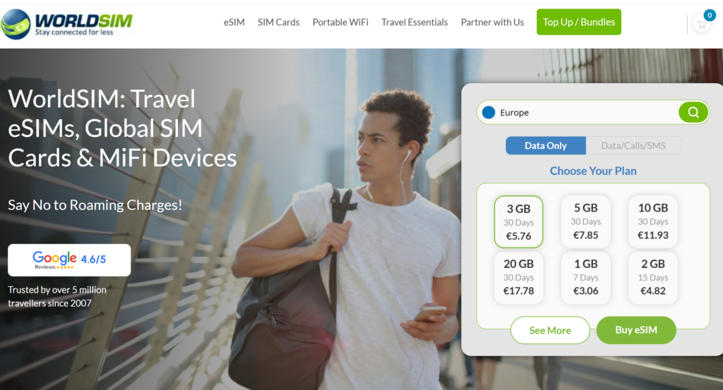 WorldSIM website homepage